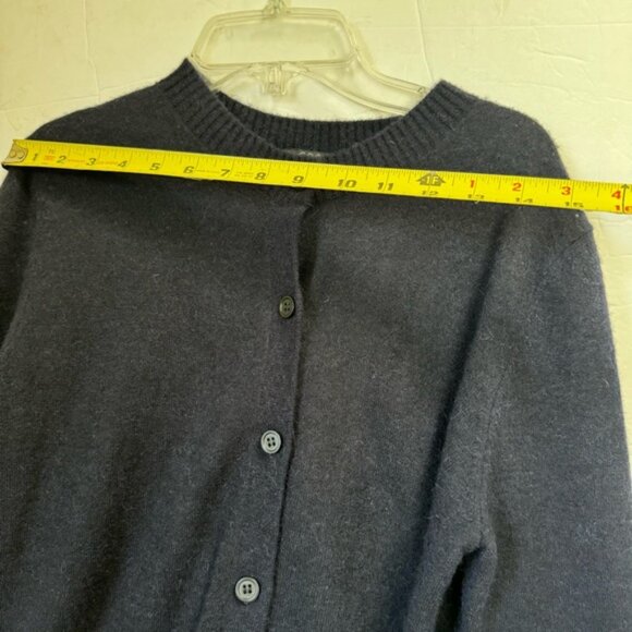 COS Alpaca Wool Back Pleat Cardigan Sweater Knit Button Cozy Minimalist Navy S - Picture 13 of 15